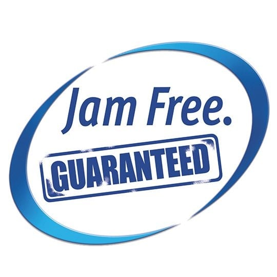 De Avery JamFree garantie betekent dat uw etiketten zo zijn geproduceerd dat er tijdens het printen geen lijm in de printer kan komen