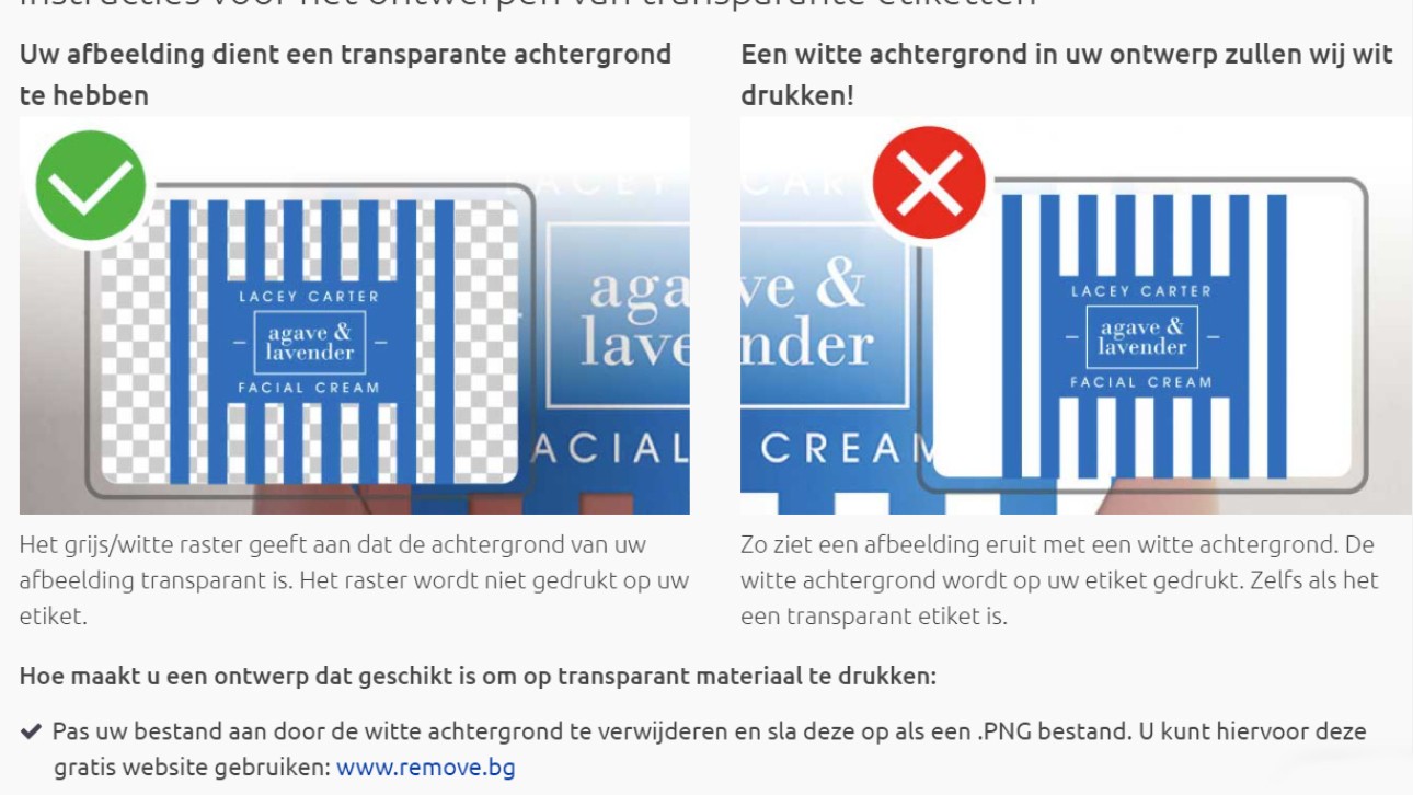 Transparante etiketten WP visual