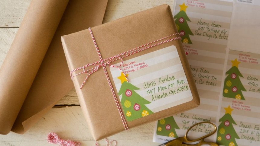 Etiketten voor kerstkaartenvan Avery