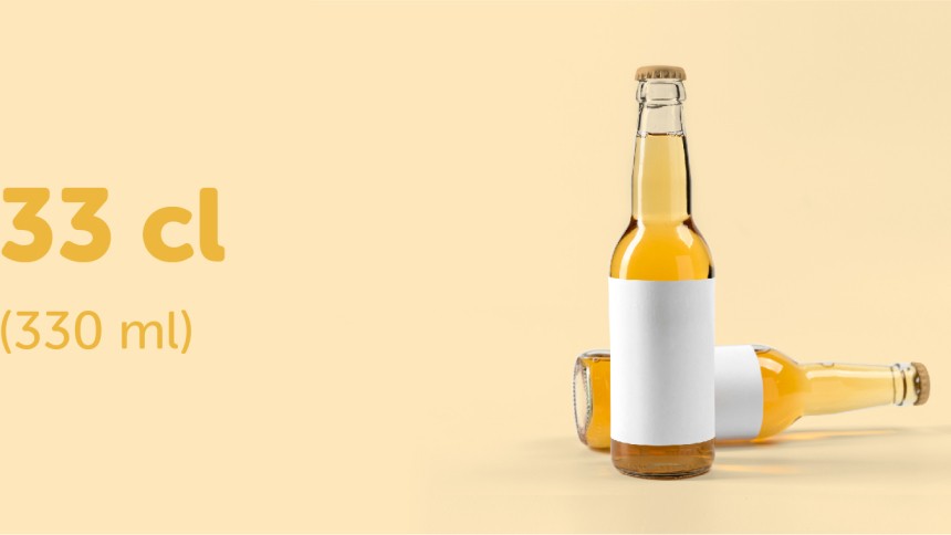 Bierflesetiket 33cl rechthoekig omwikkeld