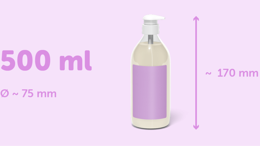 Pomflacon 500ml met rechthoekig etiket