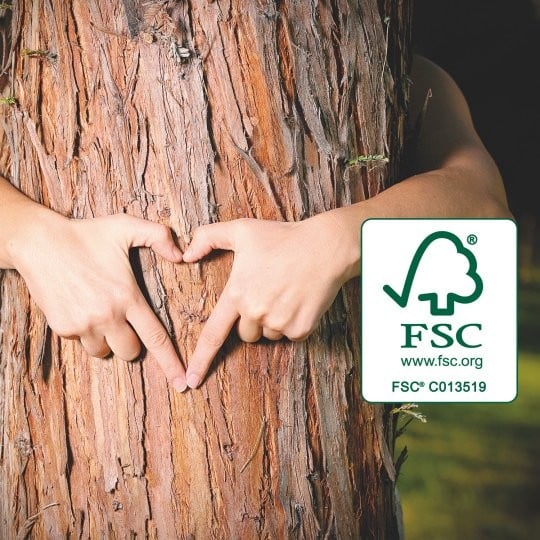 Etiketten gemaakt met papier met FSC keur zijn afkomstig uit duurzaam beheerde bossen