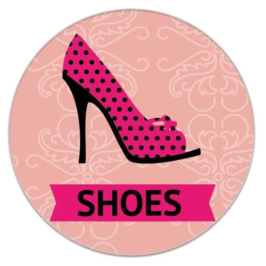 Gratis designs en ontwerpen van schoenenvoor stickers en etiketten voor thuis.