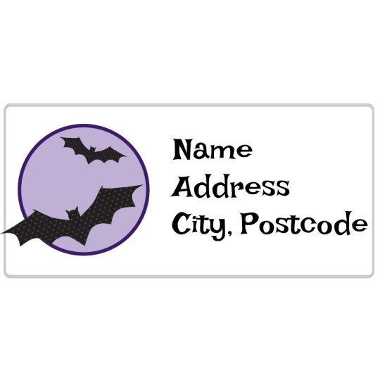Avery Halloween designs en ontwerpen voor stickers en etiketten. Vleermuizen.