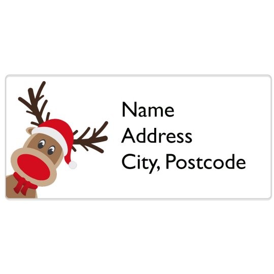Avery gratis ontwerpen en deisgns met rudolf, rendier voor kerst stickers en etiketten.