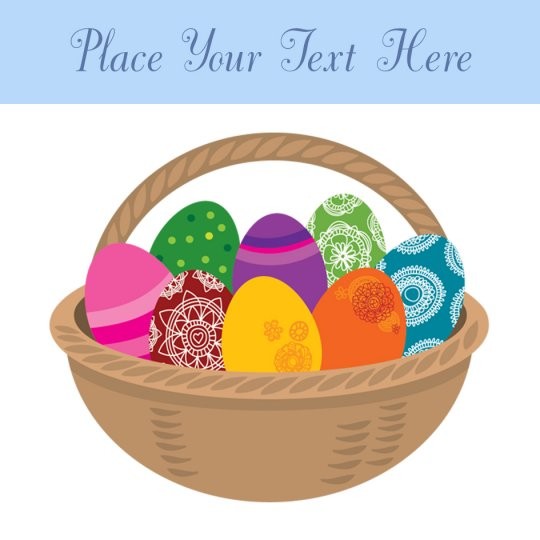 Avery ontwerpen en designs voor Pasen met mandje eieren. Voor etiketten en stickers.