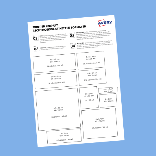 Formatenoverzicht rechthoekige etiketten