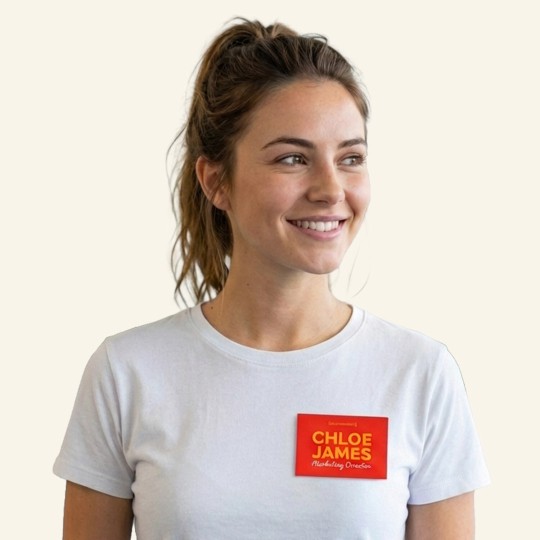Bedrukte zefklevende naambadges