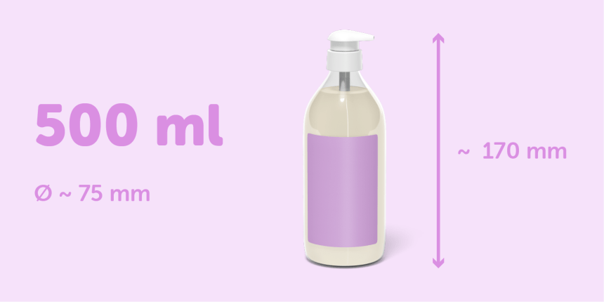 Pomflacon 500ml met rechthoekig etiket