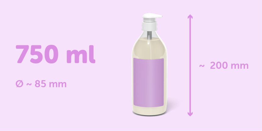 Cosmeticafles 750ml voorzien van rechthoekig etiket