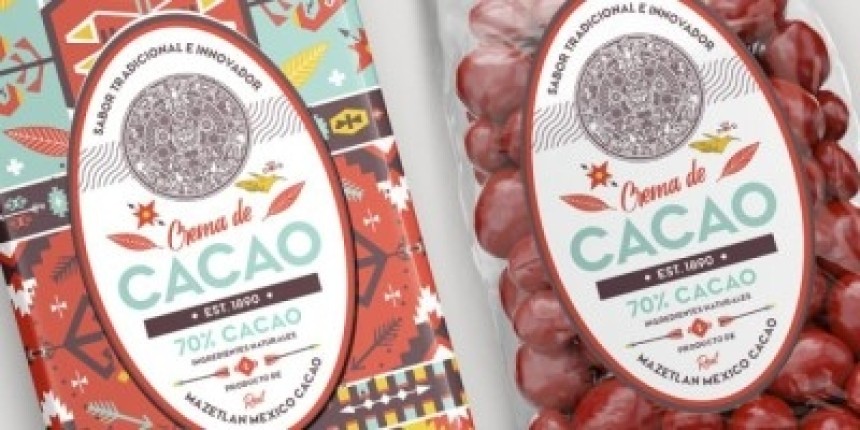 wit papieren ovale etiketten voor cacao producten