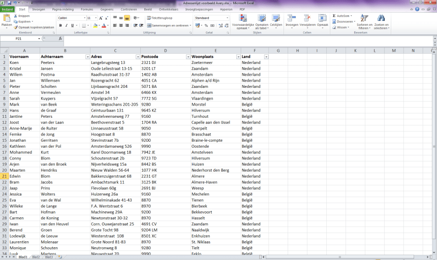 Roos Cadeau Dij Etiketten maken in Excel | Adreslijst importeren | Avery | Avery