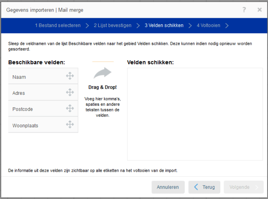 Avery Design & Print etiketten adreslijst importeren