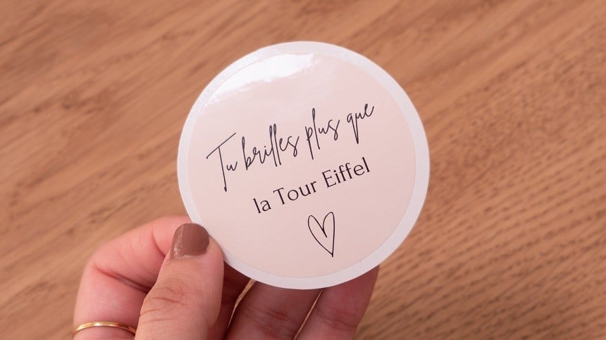 Gepersonaliseerde sticker rond met glanzende lak