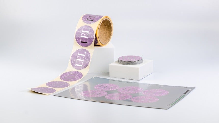 Stickers rond op vel, rol of losgesneden