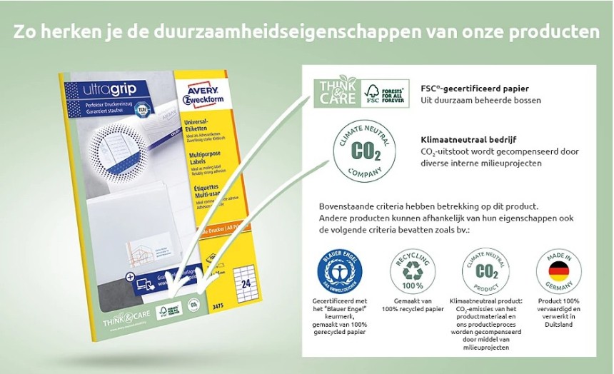 Avery duurzame verpakking met uitleg Avery duurzame verpakking met uitleg