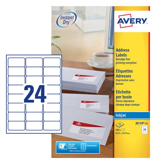 Avery-Zweckform Avery Etiquettes pour timbres à imprimer 63.5 x 33.9 mm x 240