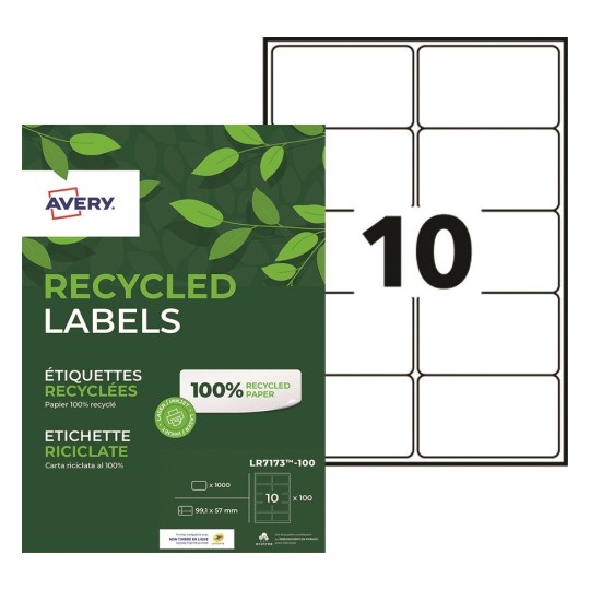 Gerecyclede verzendetiketten LR7173-100 Inhoud: 1.000 Etiketten / 100 Vellen