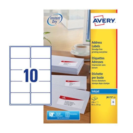 Verzendetiketten J8173-25 Inhoud: 250 Etiketten / 25 Vellen