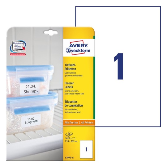 Diepvriesetiketten L7972-25 Inhoud: 25 Etiketten / 25 Vellen