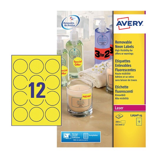 Neon Etiketten L7670Y-25 Inhoud: 300 Etiketten / 25 Vellen