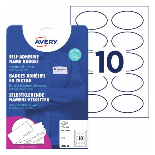 Zelfklevende ovale naambadges L4882-20 Inhoud: 200 Etiketten / 20 Vel