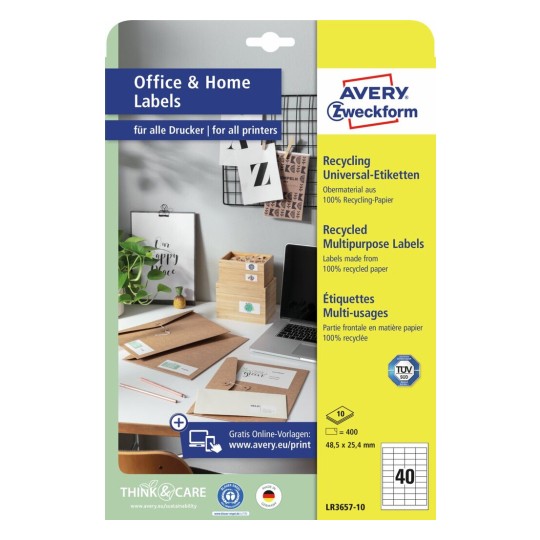 Gerecyclede universele etiketten, 10 vel LR3657-10