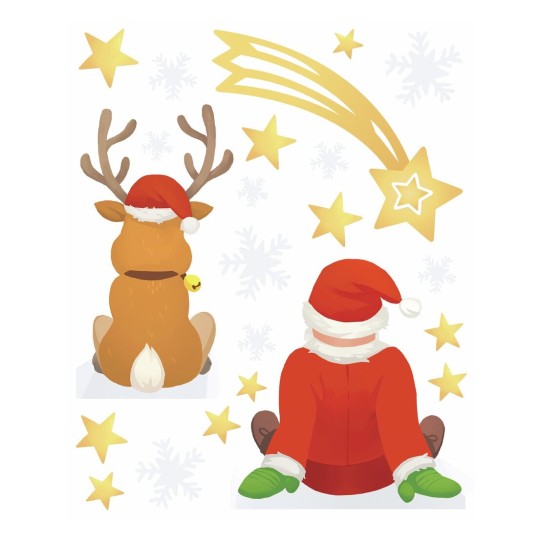 Raamfolie kerstman met rendier 52299