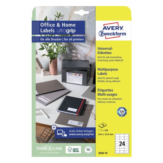 Universele etiketten, 10 vel 3658-10