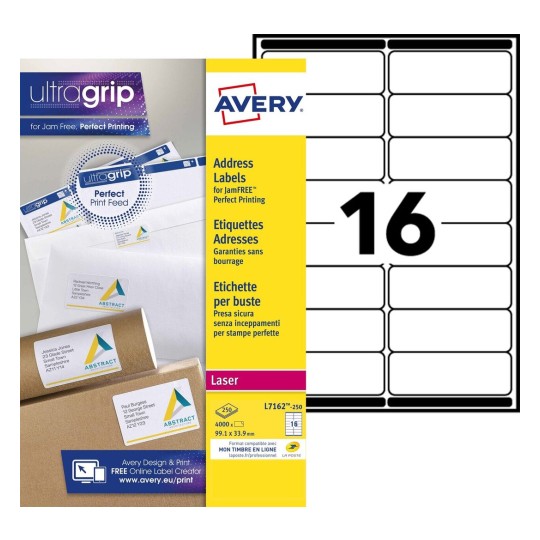 Adresetiketten L7162-250 Inhoud: 4.000 Etiketten / 250 Vellen