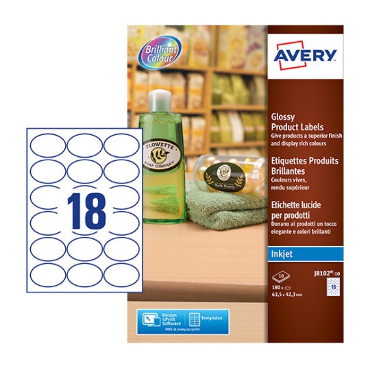 Productetiketten J8102-10 Inhoud: 180 Etiketten / 10 Vellen