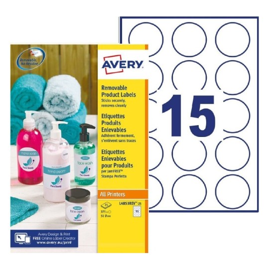 Afneembare ronde productetiketten L4853REV-25