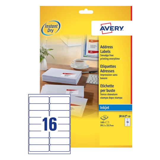 Adresetiketten J8162-10 Inhoud: 160 Etiketten / 10 Vellen