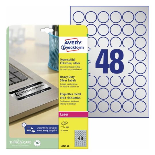 Inventaris etiketten L6129-20 Inhoud: 960 Etiketten / 20 Vellen