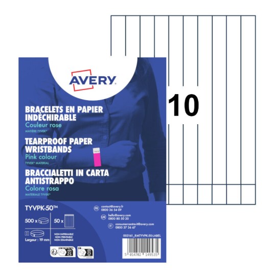 Scheurvrije Tyvek® polsbandjes TYVPK-50 Inhoud: 500 Bracelets
