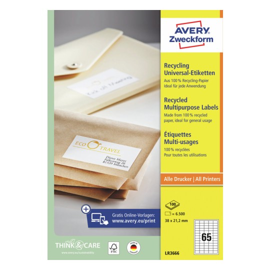 Gerecyclede universele etiketten LR3666