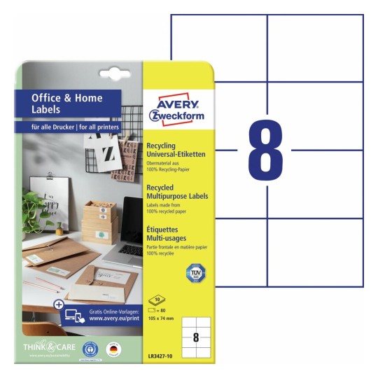 Gerecyclede universele etiketten, 10 vel LR3427-10