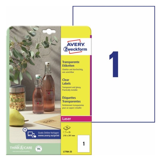 Crystal clear etiketten L7784-25 Inhoud: 25 Etiketten / 25 Vellen
