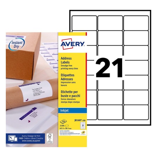 Adresetiketten J8160-100 Inhoud: 2.100 Etiketten / 100 Vellen