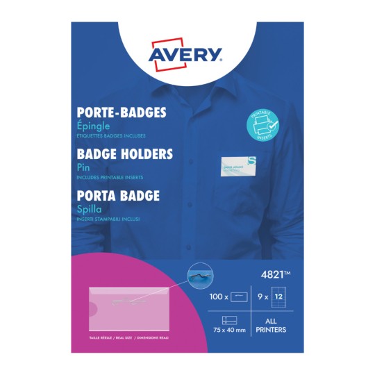Badgehouder met pin set 4821 Inhoud: 108 Stuk / 9 Vellen