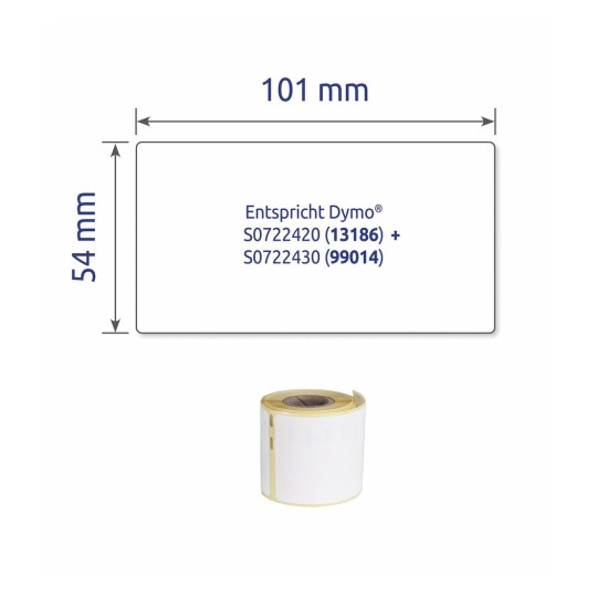 Etiketten op rol AS0722420 54 x 101 mm