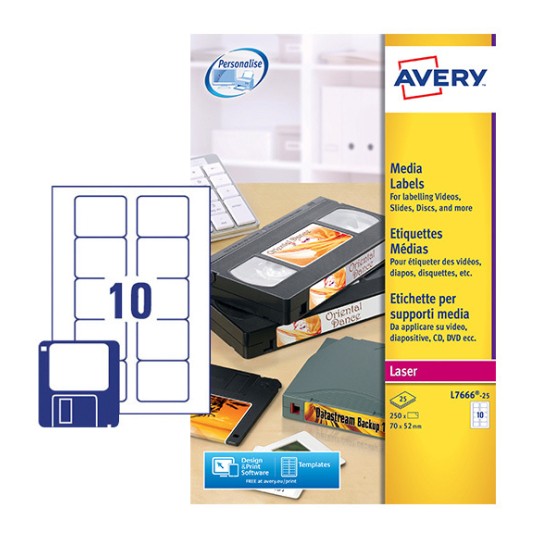 Media etiketten L7666-25 Inhoud: 250 Etiketten / 25 Vellen