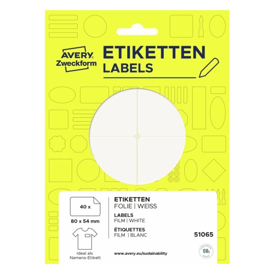 Zelfklevende naambadges 51065 Inhoud: 40 Etiketten / 10 Vel