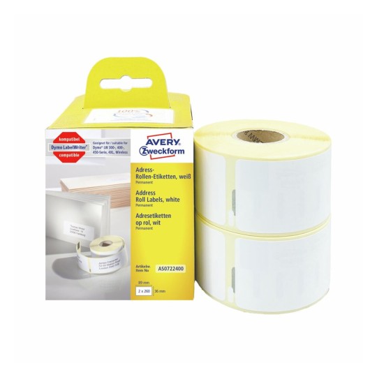 Etiketten op rol AS0722400 Inhoud: 520 Etiketten / 2 Rol