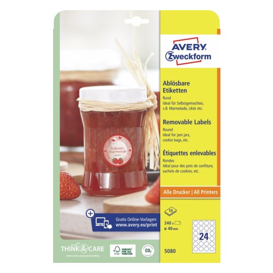 Afneembare ronde productetiketten 5080