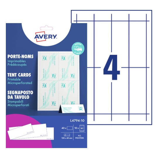 Tentkaarten L4794-10 Inhoud: 40 Stuk / 10 Vellen