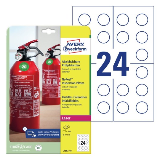 Keuringszegels NoPeel L7802-10 Inhoud: 240 Etiketten / 10 Vellen