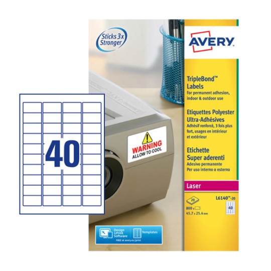 Inventaris etiketten met extra kleefkracht L6140-20 Inhoud: 800 Etiketten / 20 Vellen