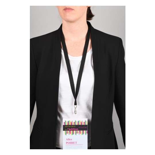10 gerecyclede Lanyards van 100% gerecylced kunststof, zwart 4842N 15 x 440 mm