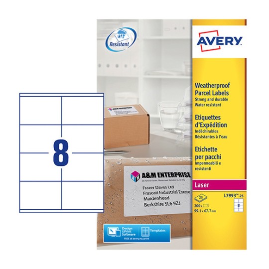 Verzendetiketten L7993-25 Inhoud: 200 Etiketten / 25 Vellen
